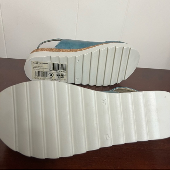 New DOGO Vegan Leather Wedge Sandals - Make Today So Awesome Design blue cream 9 - Picture 9 of 12